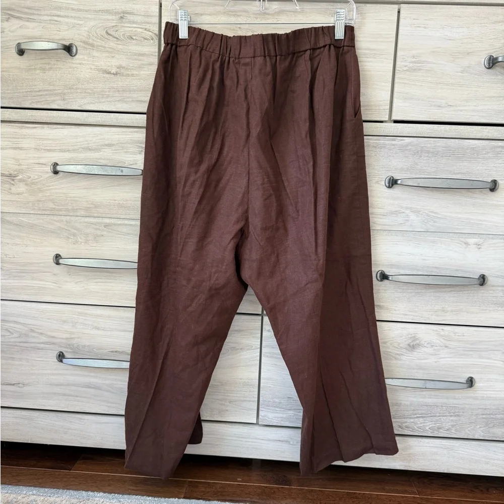 Vintage Sag Harbor Brown Linen Pants Size 16P – Relaxed Fit Capri/Ankle Length